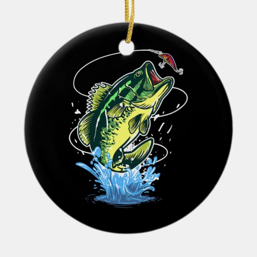 メンズベース魚釣りフィッシャールズベースフィッシュ セラミックオーナメント (正面)