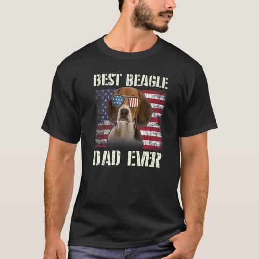 メンズベー最高のルサングラスパパエバーアメリカン国旗 Tシャツ (正面)