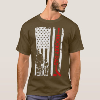 メンズホッケーパパアメリカ国旗の父親の日贈り物 Tシャツ