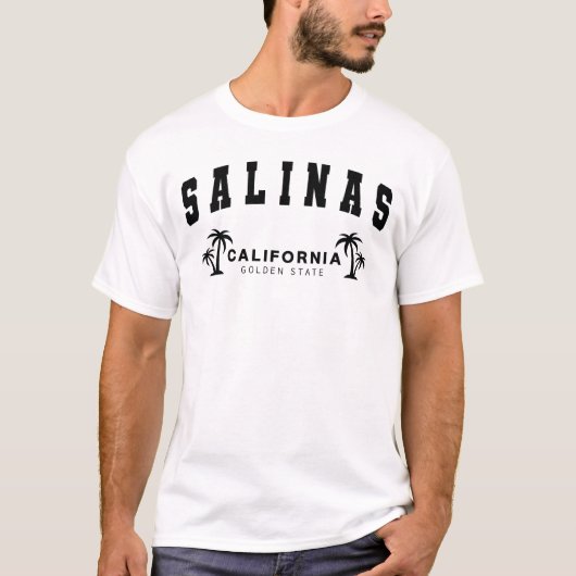 メンズホワイトサリナス,カリフォルニア,ゴールデン州 Tシャツ (正面)