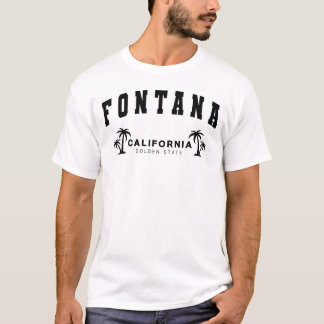 メンズホワイトフォンタナ，カリフォルニア，ゴールデン州 Tシャツ