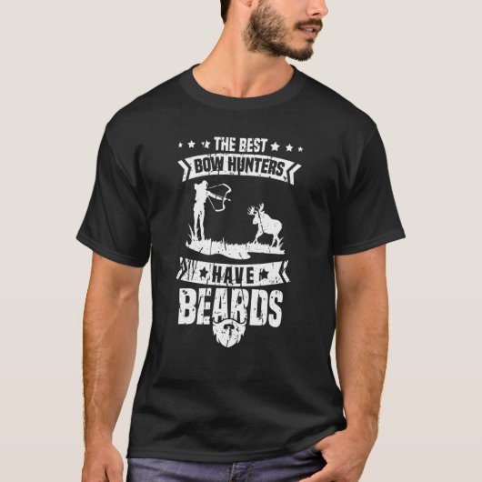 メンズボウ狩り射手ディアバックアーチェリーひげ Tシャツ (正面)