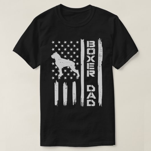 メンズボクサーパパ米国国旗のヴィンテージ愛国犬の恋人 Tシャツ (デザイン正面)