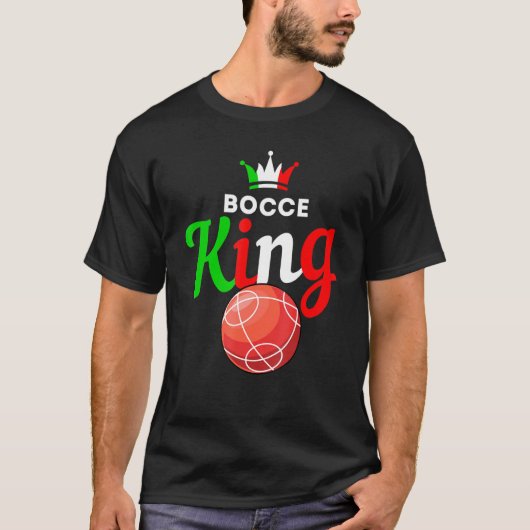 メンズボッチェボール – おもしろいヤードゲーム – Bocce King Tシャツ (正面)