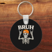 メンズボーイズキッズのためのBruhハロウィーンのスケルトンロック キーホルダー (正面)