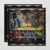 メンズボーイズ誕生日パーティアーバングラフィティ 招待状 (正面/裏面)