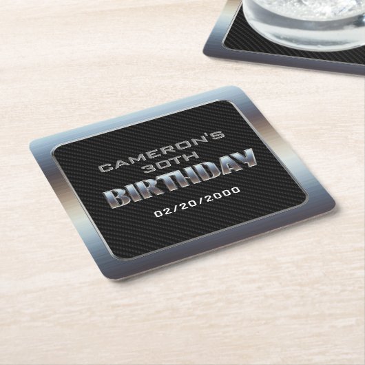 メンズボーイ誕生日 スクエアペーパーコースター (アングル)