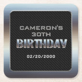 メンズボーイ誕生日 スクエアペーパーコースター (正面)