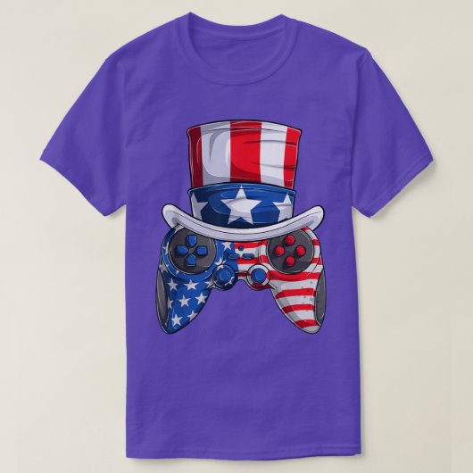 メンズボーイ7月4日s,アメリカ国旗のビデオゲーム tシャツ (デザイン正面)