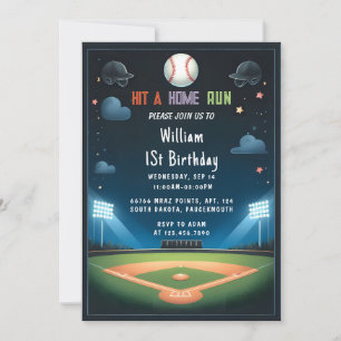 メンズボールウッドゲームチーム野球・1回目の誕生日 招待状