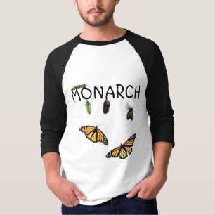 メンズボールティー(昆虫)オオカバマダラ、モナークライフサイクル Tシャツ