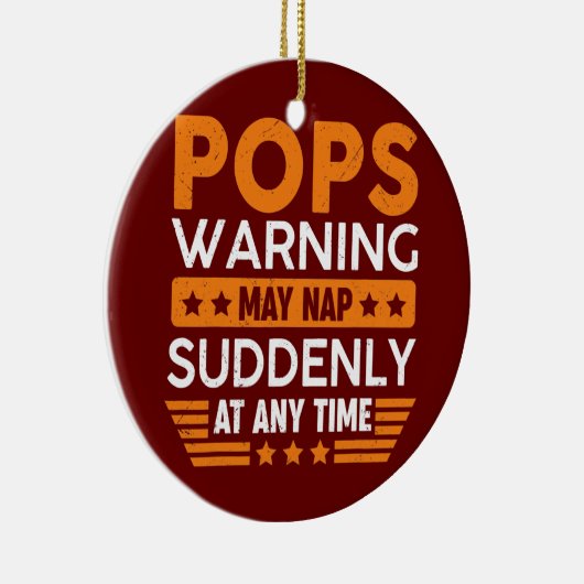 メンズポップ警告ズ5月昼寝突然おもしろいおじいちゃん セラミックオーナメント (右)