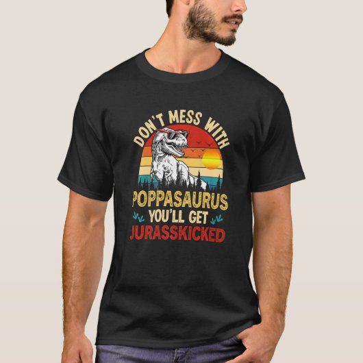 メンズポパ動揺してサウルス恐竜レックス父の Tシャツ (正面)