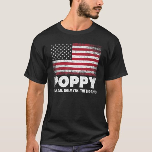 メンズポピー男の神話の伝説グランドパ脂肪 Tシャツ (正面)