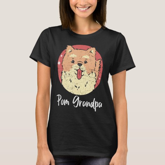 メンズポムグランパ犬のオーナーポメラニア犬2 Tシャツ (正面)