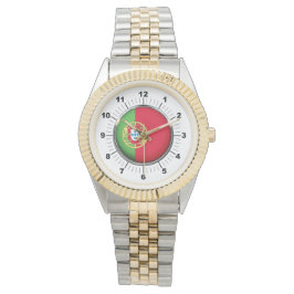 メンズポルトガル国旗2トーンブレスレットウォッチ 腕時計