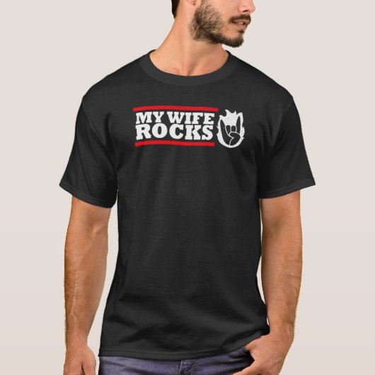 メンズマイ妻ロックス夫ヴァレンティネス愛ハートV Tシャツ (正面)