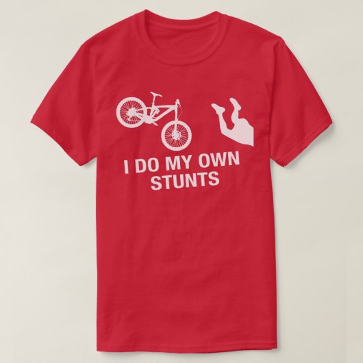 メンズマウンテンバイク私は自分のスタントケガを行おもしろいう Tシャツ (デザイン正面)