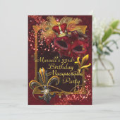 メンズマスカレードマルディグラスバースデーパーティー招待状 招待状 (スタンド正面)