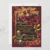 メンズマスカレードマルディグラスバースデーパーティー招待状 招待状 (裏面)