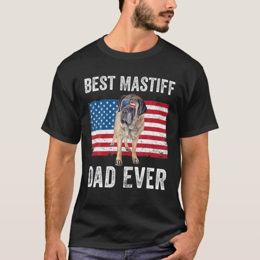 メンズマスティフパパダディーアメリカン国旗English Masti Tシャツ (正面)
