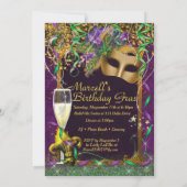 メンズマルディグラスバースデーパーティー招待状 招待状 (裏面)