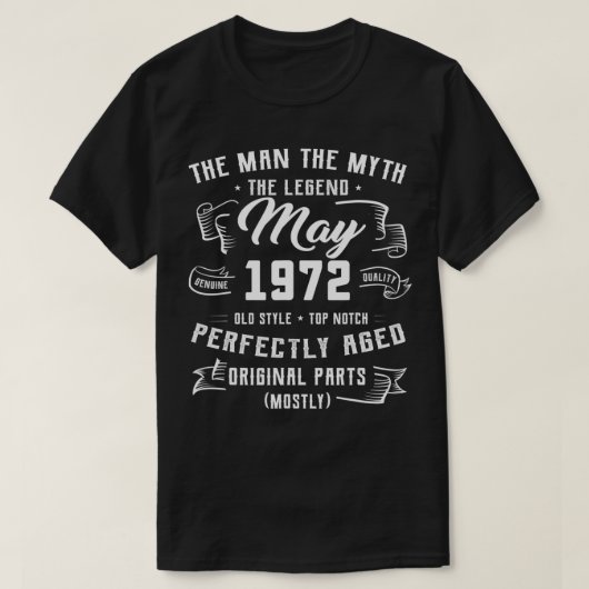 メンズマン神話の伝説1972年5月50誕生日ギフト5 Tシャツ (デザイン正面)