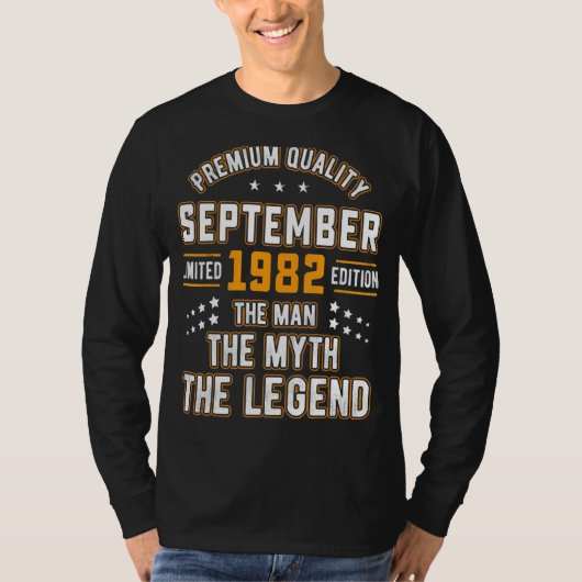 メンズマン神話の伝説1982年9月40日の誕生日 Tシャツ (正面)