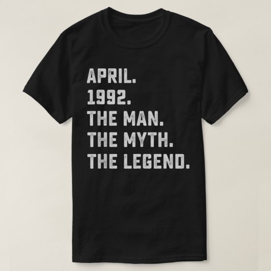 メンズマン神話の伝説1992年4月30日の誕生日プレゼント Tシャツ (デザイン正面)