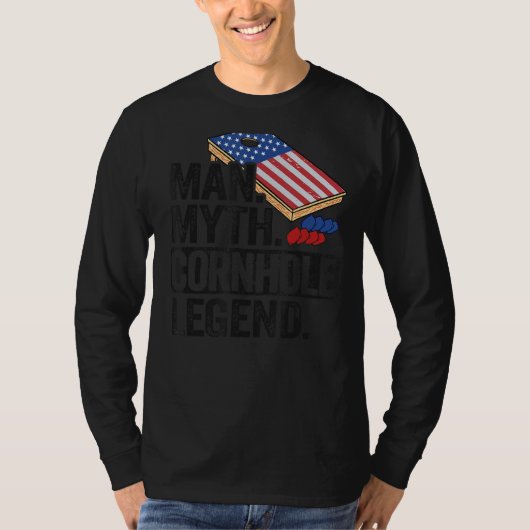メンズマン神話コーンホールレジェンドUSAフラッグコーンホールD Tシャツ (正面)