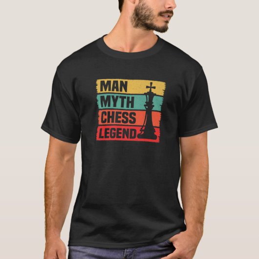 メンズマン神話チェス伝説レトロチェス選手ゲーム Tシャツ (正面)