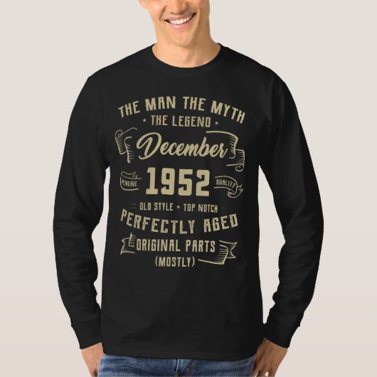 メンズマン神話レジェンド1952年12月70誕生日 Tシャツ (正面)