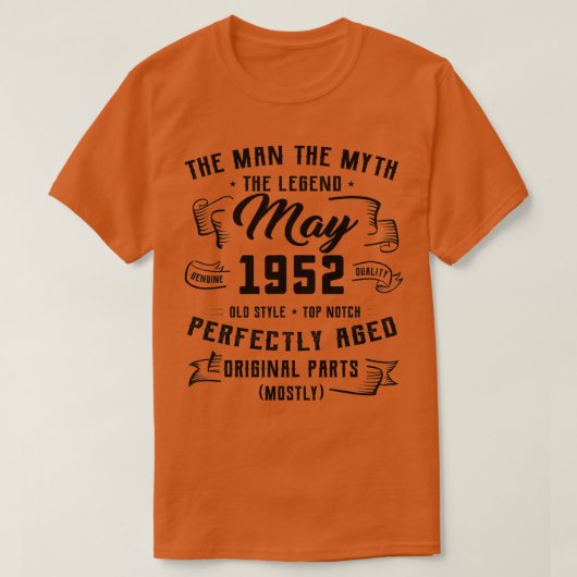 メンズマン神話レジェンド1952年5月70日誕生日ギフト7 Tシャツ (デザイン正面)