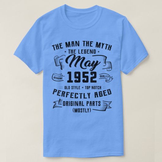 メンズマン神話レジェンド1952年5月70日誕生日ギフト7 Tシャツ (デザイン正面)