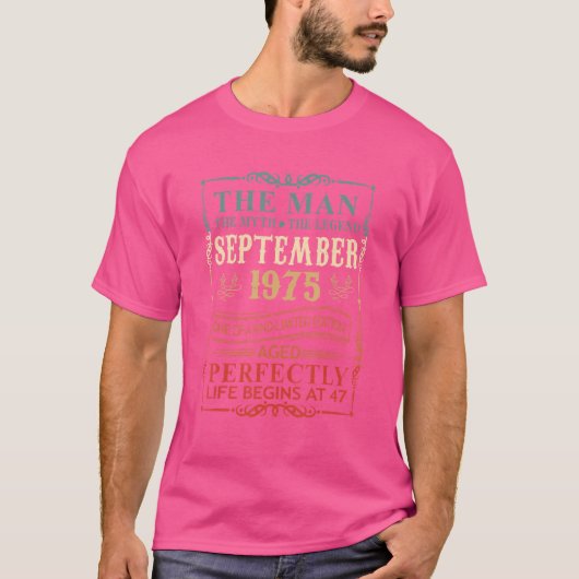 メンズマン神話レジェンド1975年9月47誕生日 Tシャツ (正面)