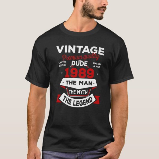 メンズマン神話レジェンド1989 34誕生日T型34 Tシャツ (正面)