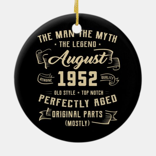メンズマン神話威厳がある伝説1952 70th誕生日 セラミックオーナメント (裏面)