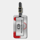 メンズメタリックシルバーレッド抽象芸術 ラゲッジタグ (正面縦)