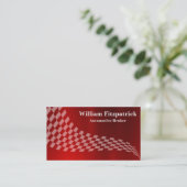 メンズメタリックレッドホワイトレーシングフラッグビジネスカード 名刺 (スタンド正面)