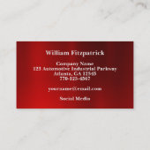 メンズメタリックレッドホワイトレーシングフラッグビジネスカード 名刺 (裏面)