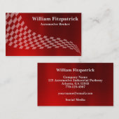 メンズメタリックレッドホワイトレーシングフラッグビジネスカード 名刺 (正面/裏面)