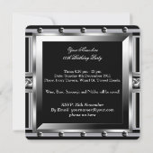 メンズメタルスタッズブラックシルバー誕生日写真2 招待状 (裏面)