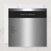 メンズメタルブラックシルバー30歳の誕生日パーティー 招待状 (裏面)