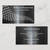 メンズメタル白黒レーシングフラグ 名刺 (正面/裏面)