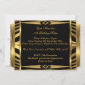 メンズメタル金ゴールドルックブラック誕生日フォトジュエル2 招待状 (裏面)