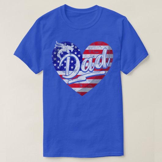 メンズメンズ愛国的アメリカ国旗のハートレスリングD Tシャツ (デザイン正面)