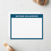 メンズモダンブミニマルルホワイトパーソナライズされた ノートカード (正面/裏面インサイチュ)