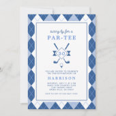 メンズモダン30thバースデーアーガイルブルーゴルフ 招待状 (正面)