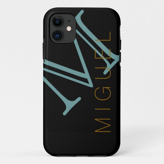 メンズモノグラムのブラック Case-Mate iPhoneケース (裏面)