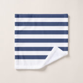 メンズモノグラムイニシャルブルーとホワイトストライプズ バスタオルセット (ウォッシュタオル)